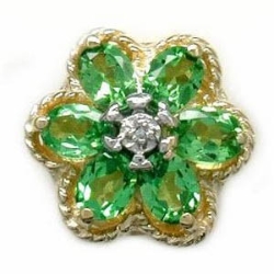 B2307 14K SLIDE WITH DIAMOND CENTER/FLOWER DESIGN 